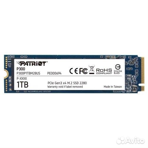 SSD накопитель Patriot PCI-E x4 1Tb P300 M.2 2280 (P300P1TBM28)