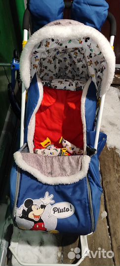 Детские санки коляска с колесами