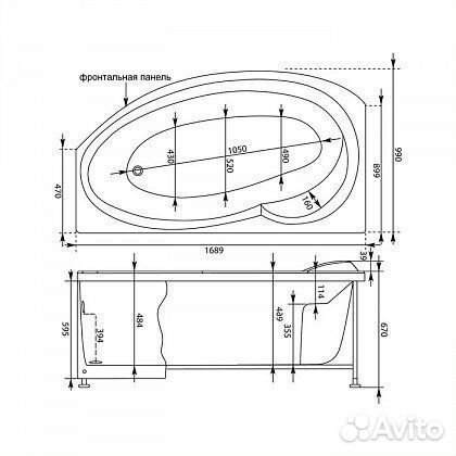 Акриловая ванна Aquanet Jersey 170x100 205405 к/с32