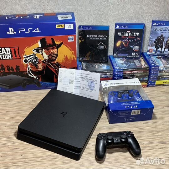 Sony PS4 Slim 1TB + 750Игр + 2Джостика Гарантия