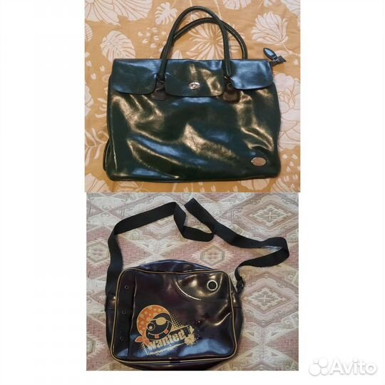 Сумка зелёная бордовая