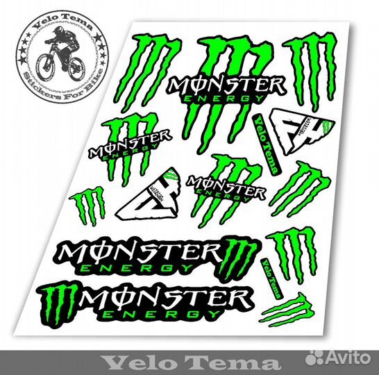 Комплект наклеек с брендом Monster