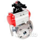 Кран шаровой DN.ru 316-316-ptfe Ду100 Ру16 полнопроходной, тип L, фланцевый, корпус - нержавеющая ст