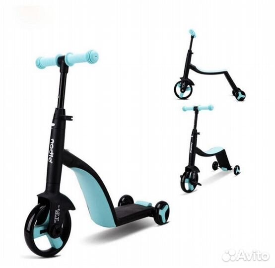 Беговел-самокат-велосипед 3 В 1 nadle голубой