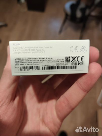 Зарядное устройство для Apple USB-C 20 Вт, белый
