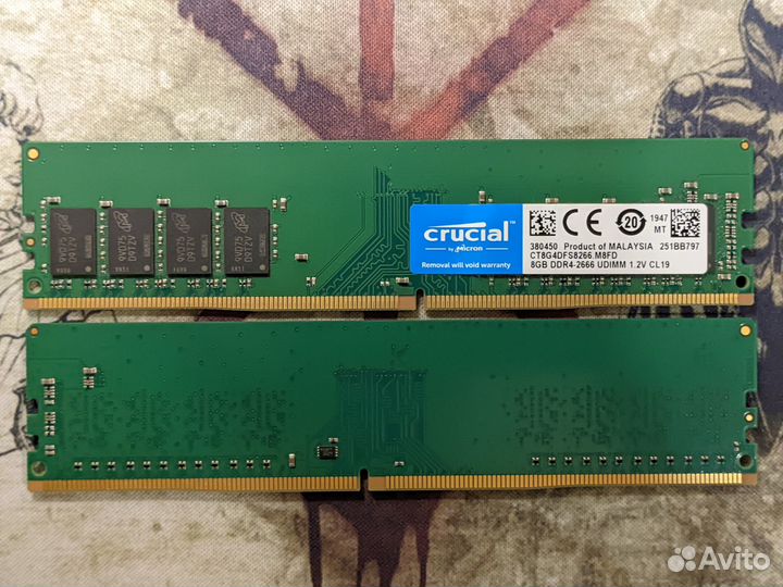 DDR4 Crucial 16Gb (8Gbх2) 2666Mhz, CL19