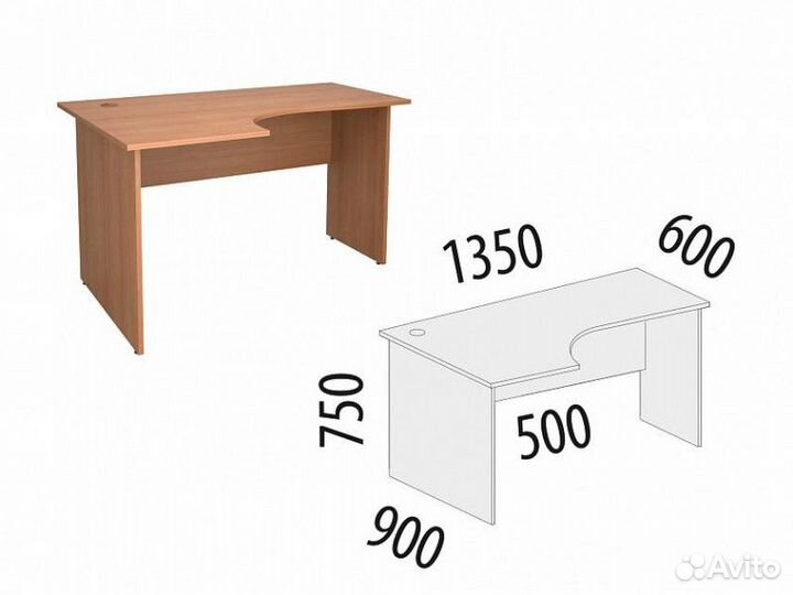 Стол угловой (лев) Рубин 42.48 для офиса