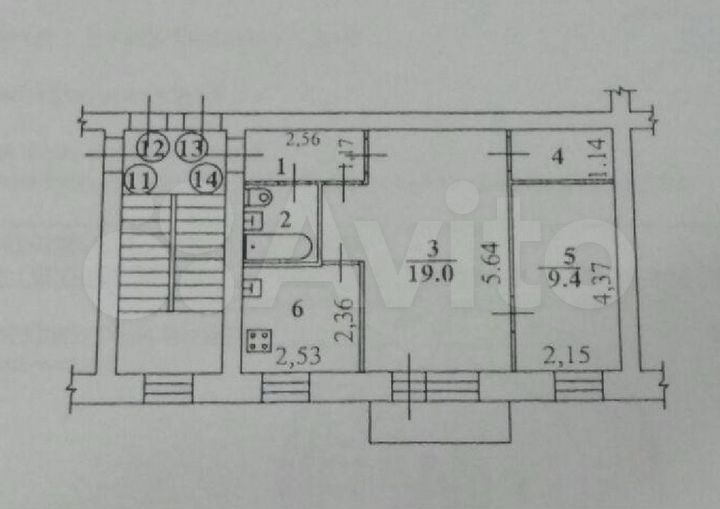 2-к. квартира, 42,8 м², 4/4 эт.