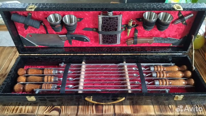 Набор шампуров подарочный в кейсе для шашлыка