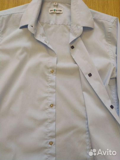 Рубашка для мальчика на кнопках голубая 134-140