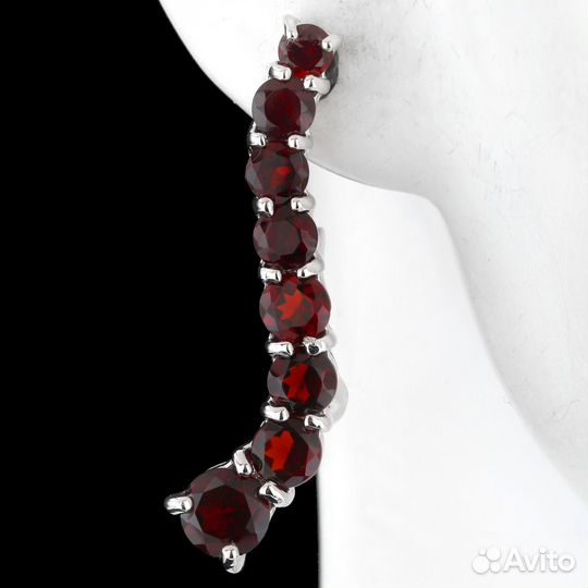 Серьги серебро гранат С377