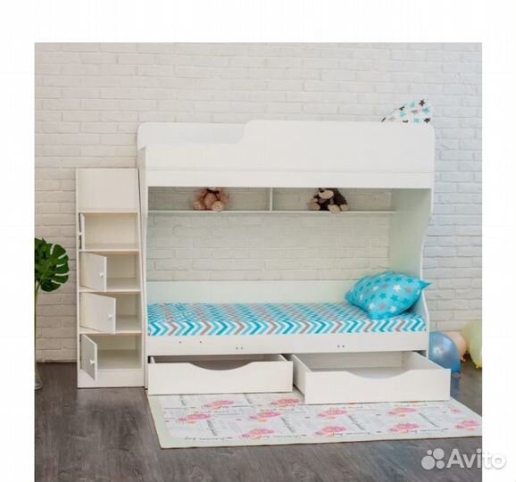 Двухъярусная кровать - белый, 226х84х167 см