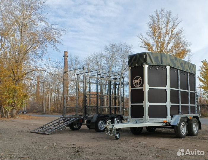 Автомобильный прицеп для перевозки лошадей с птс