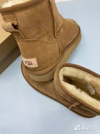 Классические мини UGG рыжие женские с мехом