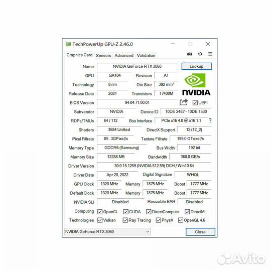 Видеокарта RTX 3060 12Gb LHR