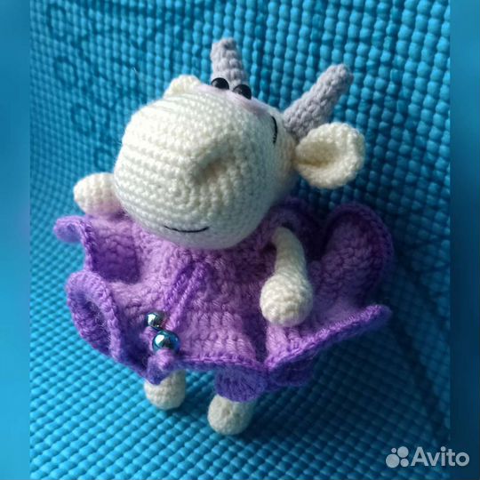 Игрушки вязаные Мышка, Коровка