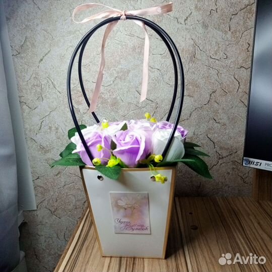 Букеты из мыльных роз ручной работы