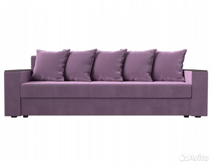 Диван прямой Дубай Лайт полки слева, микровельвет, сиреневый