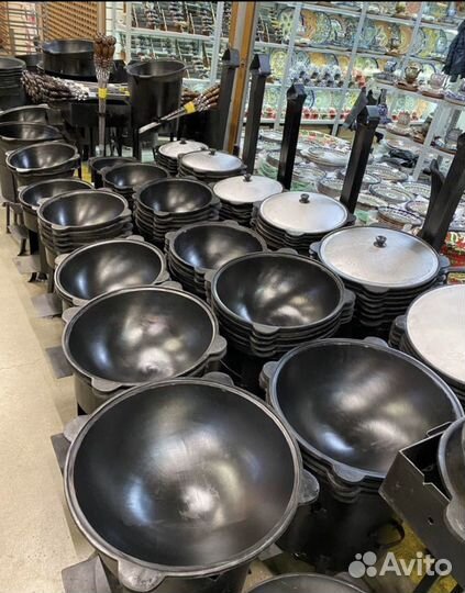 Казан чугунный 22 литра прокаленный обожженный