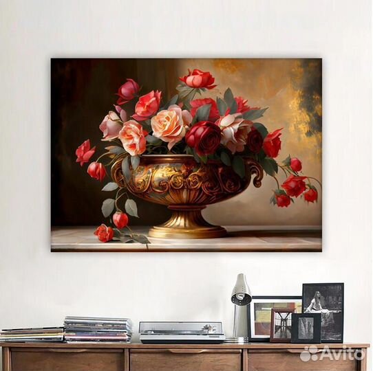 Картина натюрморт с цветами Золотые мгновения