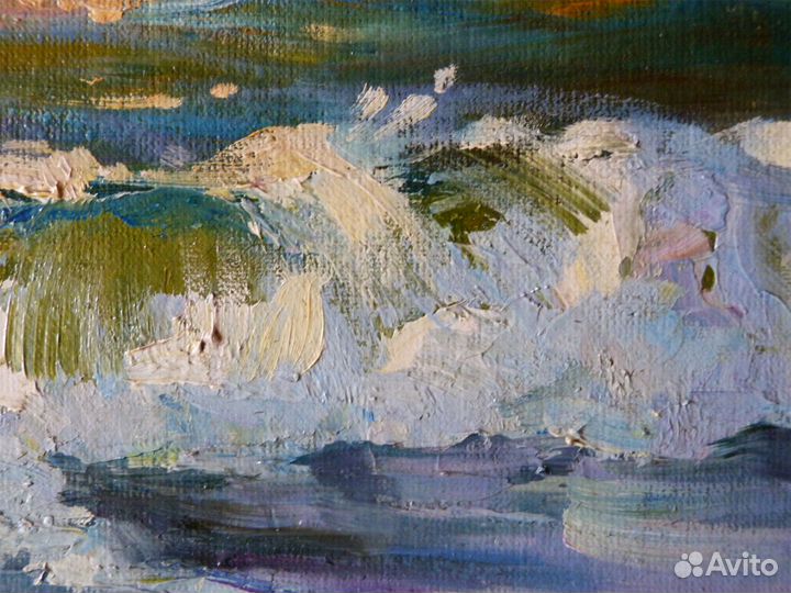 Картина маслом на холсте закат, морской пейзаж