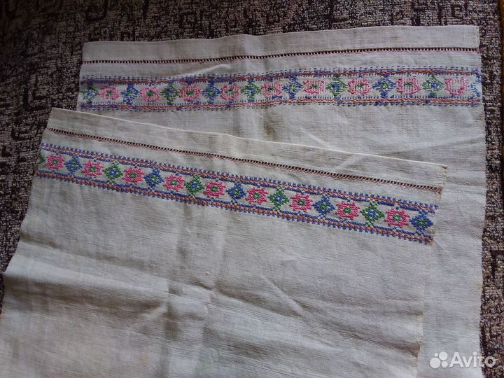 Старинные вышитые полотенца, кружево, мережка, лен