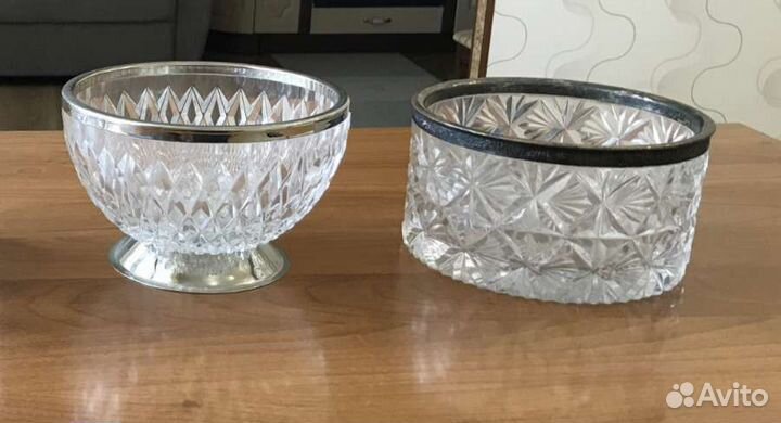 Вазы конфетницы хрусталь мельхиор времен СССР