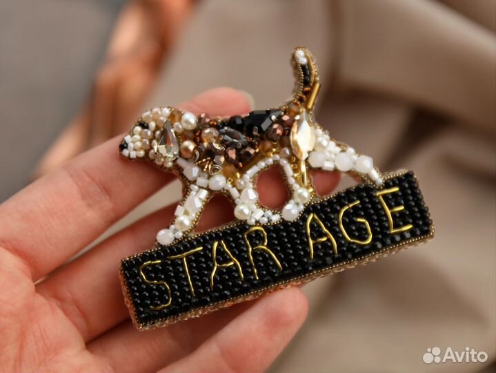 Брошь питомца из бисера по фото, кошка, собака