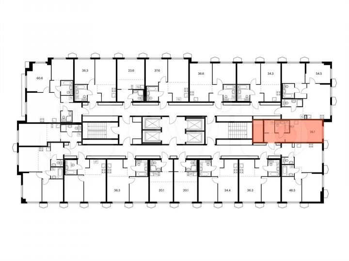 Квартира-студия, 26,1 м², 19/24 эт.