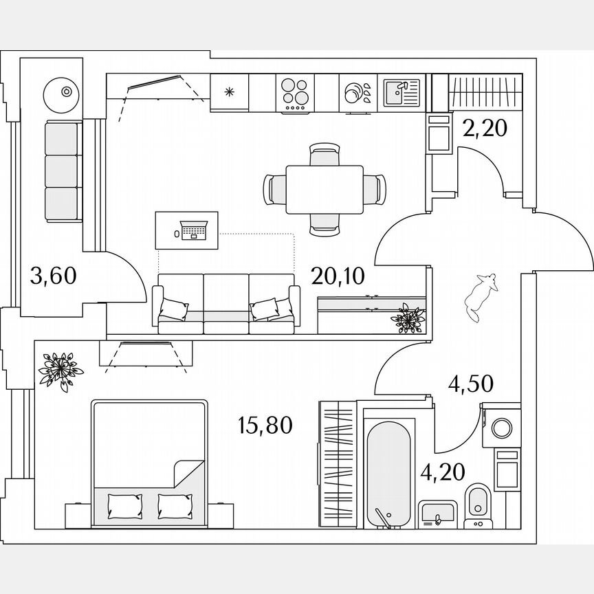 1-к. квартира, 72,1 м², 10/13 эт.