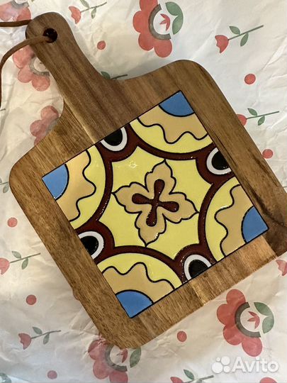 Доска подставка под горячее новая дерево керамика