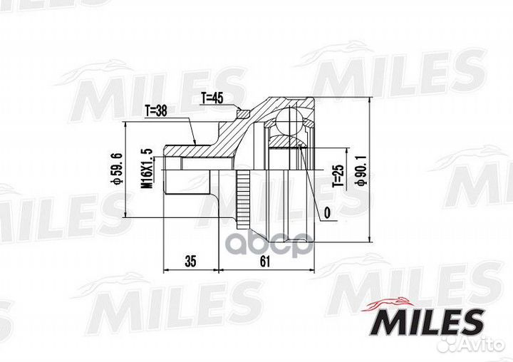 Шрус audi 100 1.8-2.4D 82-90 нар.(ABS) ga20003