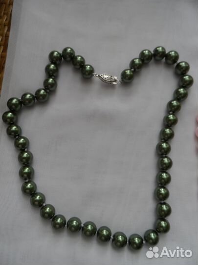 Ожерелье жемчуг10мм+ подарок ретро кошелек