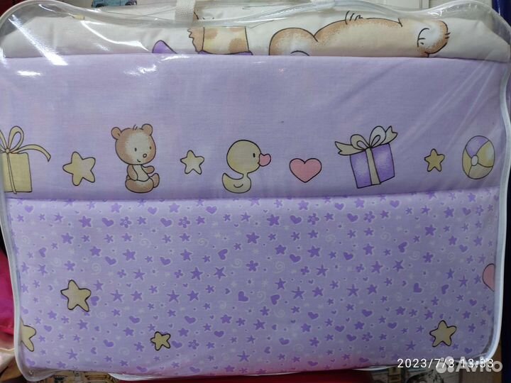 Новый Комплект из 7 предметов в кроватку