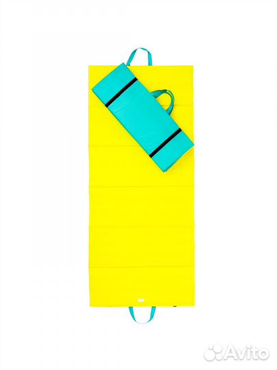 Пляжный коврик складной оранжево-жёлтый с ручками