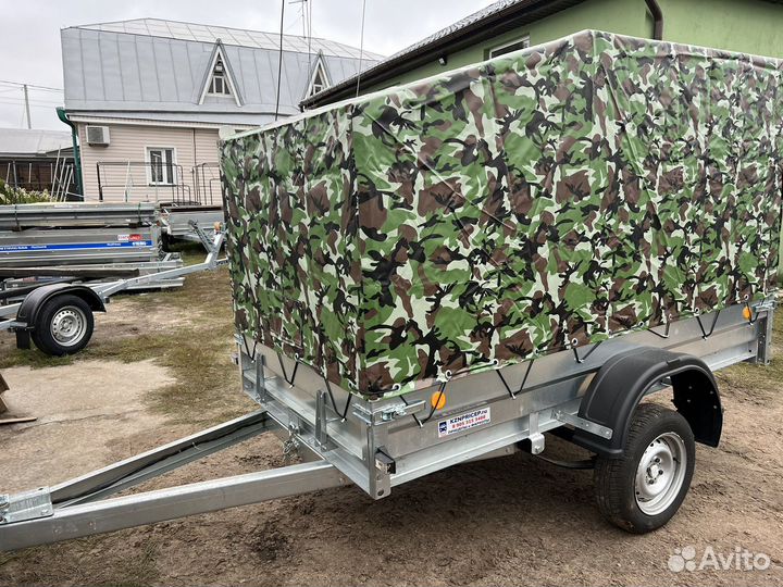 Прицеп 2.6х1.35 Трейлер Прораб тент 1500 мм хаки