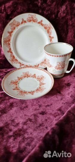 Кофейное трио лфз костной фарфор.ссср