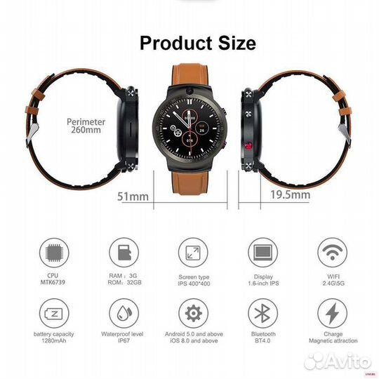 Smart watch-Android, nano sim, 4G, Wi-Fi
