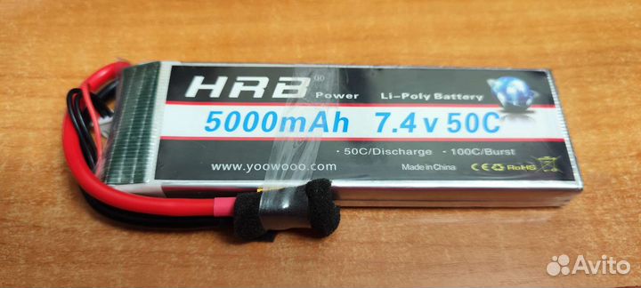 Новый аккумулятор 2S 5000 mAh 7.4v 50C XT60
