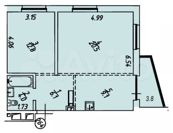 2-к. квартира, 55,8 м², 16/18 эт.