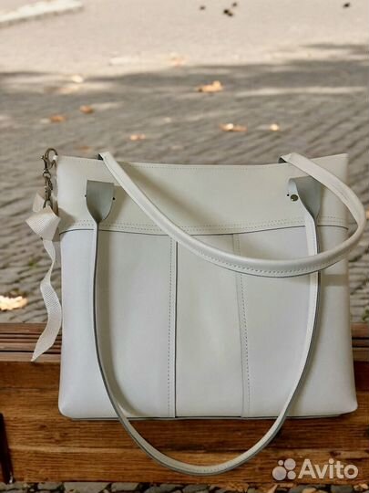 Сумка женская шопер из натуральной кожи белая