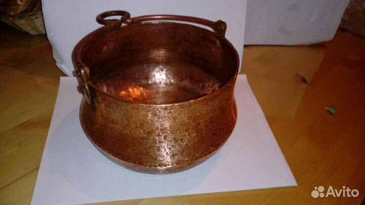 Трехлитровый котелок (казан) чистой красной меди