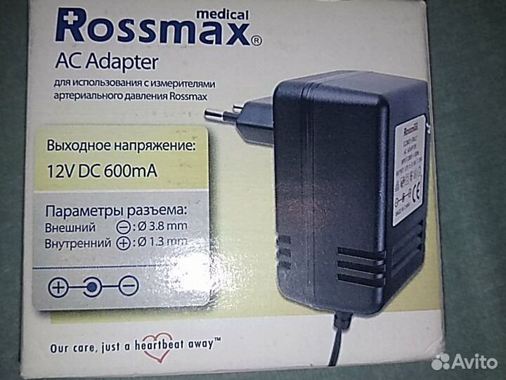 Адаптер 12v600mA. Разъем внешний3.8, внутренний1.3