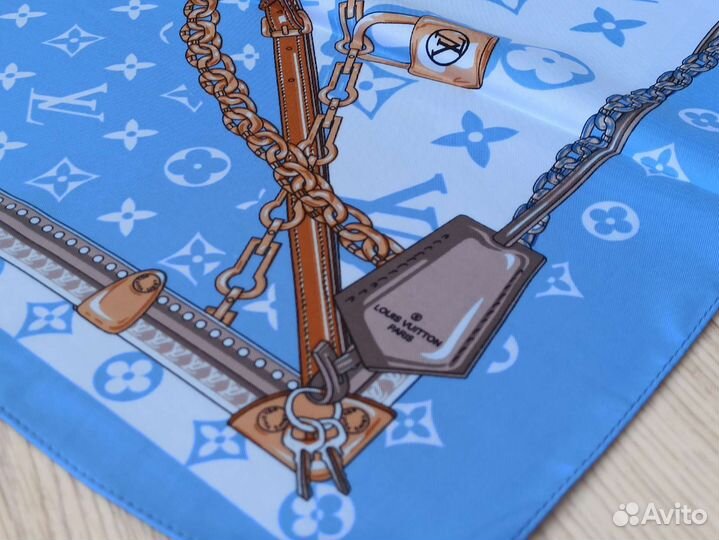 Платок Шелковый LV голубой 3 цвета