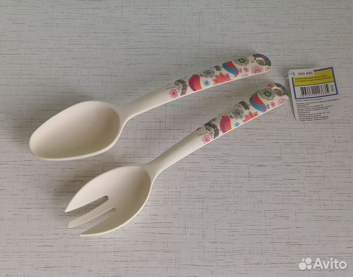 Ложка и вилка салатные (бамбуковые)