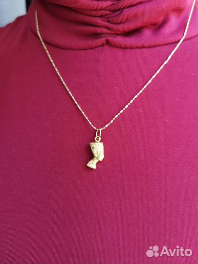 Подвеска, цепочка, жёлтое золото 750 проба