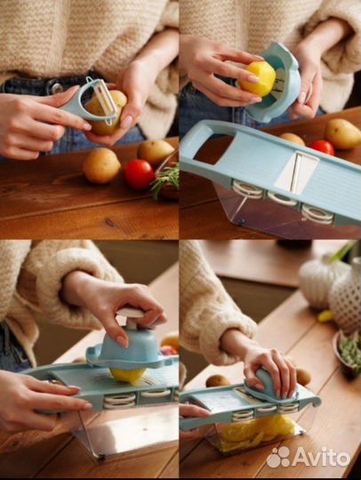 Овощерезка ручная с контейнером и насадками 6в1