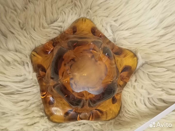 Гутное стекло СССР ваза, пепельница конфетница