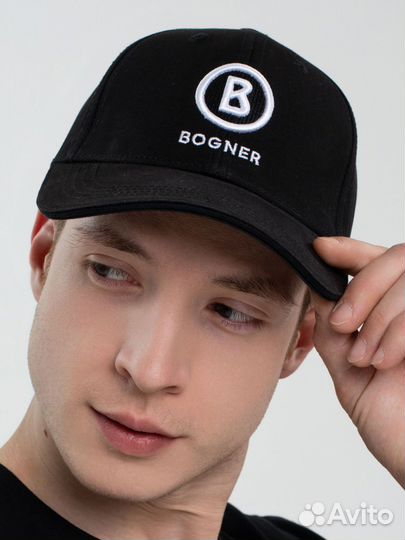 Кепка бейсболка мужская черная с белым Bogner