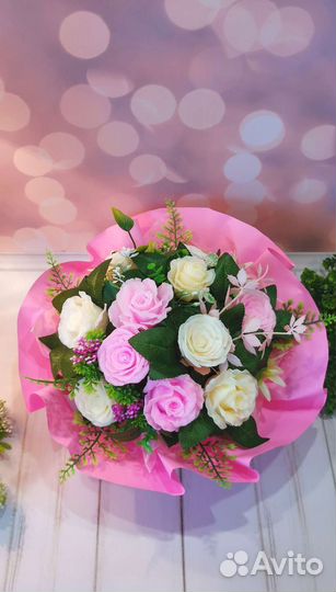 Подарок маме Букет цветов из мыла Розы